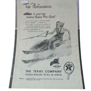 Vintage 1948 Texaco Fire-Chief Water Ski Ad Advertisement